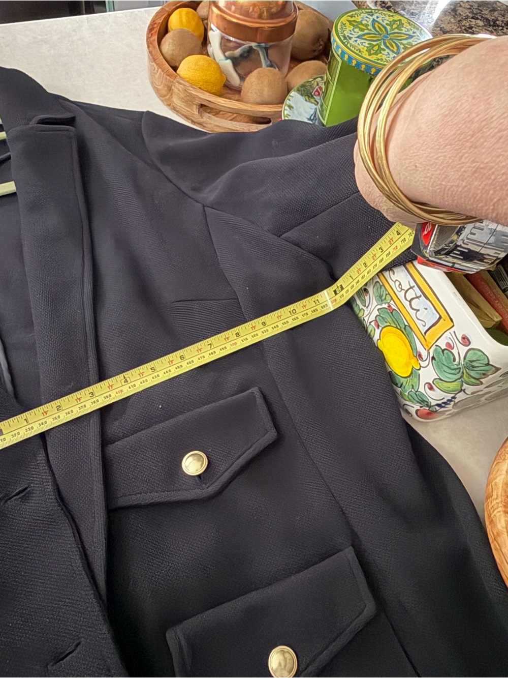 Mackage Black Wool Blend Blazer with Gold Buttons - Picture 12 of 14
